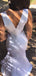 Yellow Satin V-neck V-back Mermaid Sleeveless Prom Dresses, DB1112