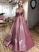 A-line Scoop Spaghetti Straps Sparkle Prom Evening Dress With Pockets, OL694