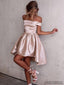 Charming Off-shoulder Satin Short Dresses,Homecoming Dresses.DB10116