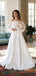 Straight Neck Satin With Lace A-line Long Wedding Dresses.DB10103