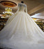 Vintage Unique Gorgeous Ball Gown Full Ivory Lace Beading Long Sleeve Elegant Lace Up Back Wedding Dress,DB088