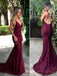 Sexy Deep V-Neck Backless Spaghtti Straps Lace Mermaid Long Evening Prom Dress.DB10012