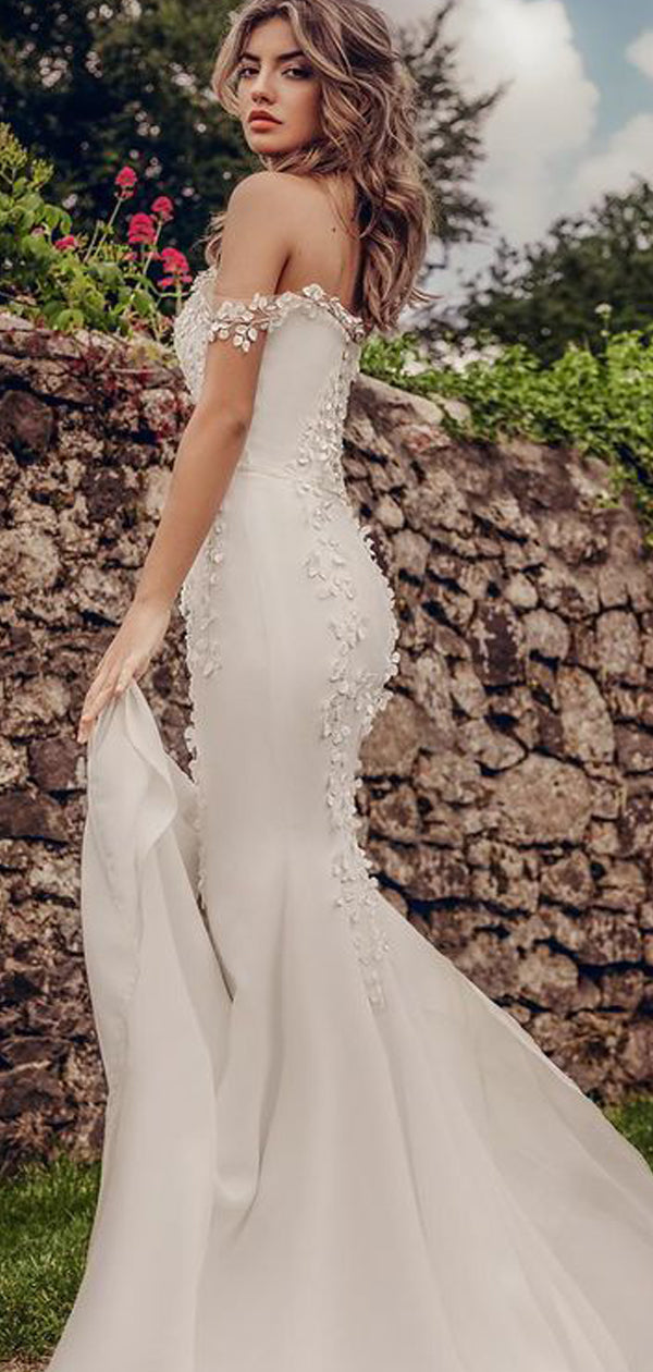 mermaid simple wedding dresses Strapless White Sexy Mermaid Wedding Dresses for Summer Simple Wedding Dresses APD3524