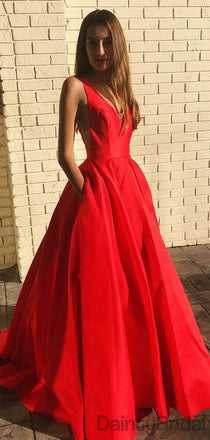 Sexy V-neck A-line Floor Length Prom Dresses,Long Evening Dresses. DB10077