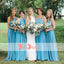 Simple Cheap Ice Blue Chiffon Spaghetti Strap Criss-Cross Backless A-line Bridesmaid Dresses,DB100