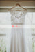 Affordable Simple Round Neck Cap Sleeve See Through Lace Top Chiffon A-line Wedding Dresses,DB0121