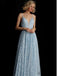 Elegant v-neck lace floor length A-line  open back evening gown prom dress.DB1001