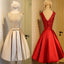 Vintage Sleeveless Appliques Satin Skirt V-back A-line Knee Length  For Teen Homecoming Dress,BD0131