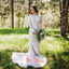 Gorgeous Ivory Lace Long Sleeve Portrait Neck Open Back Mermaid  Wedding Dresses,DB0113