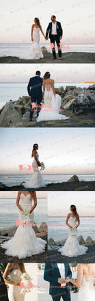 Newest Sexy Elegant  Lace Sweetheart Strapless See-through Back Mermaid Wedding Dresses,DB0116