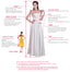 Elegant  A-line Spaghetti Strap White Lace Top V-neck Button Back Gorgeous Wedding Dresses, WD0096