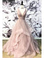 Open Back Dusty Pink Long Prom Dress Simple Evening Gowns, OL646