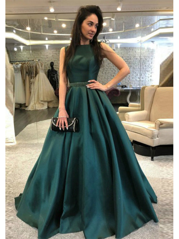 Peacock A-line Sleeveless Scoop Long Prom Dress Evening Dress, OL705 DaintyBridal Peacock A-line Sleeveless Scoop Long Prom Dress Evening Dress, OL705 DaintyBridal