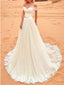 Tulle Off Shoulder Ivory Applique Wedding Dress, WD0455