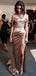 Charming Off-Shoulder Satin Side Slit Long Evening Prom Dresses.DB10057