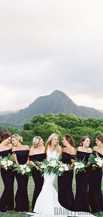 Mermaid Off-Shoulder Satin Long Brisedmaid  Dresses.DB10059