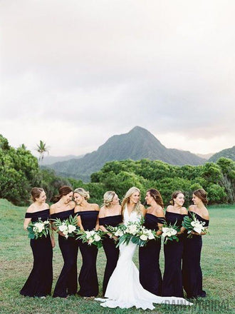 Mermaid Off-Shoulder Satin Long Brisedmaid  Dresses.DB10059