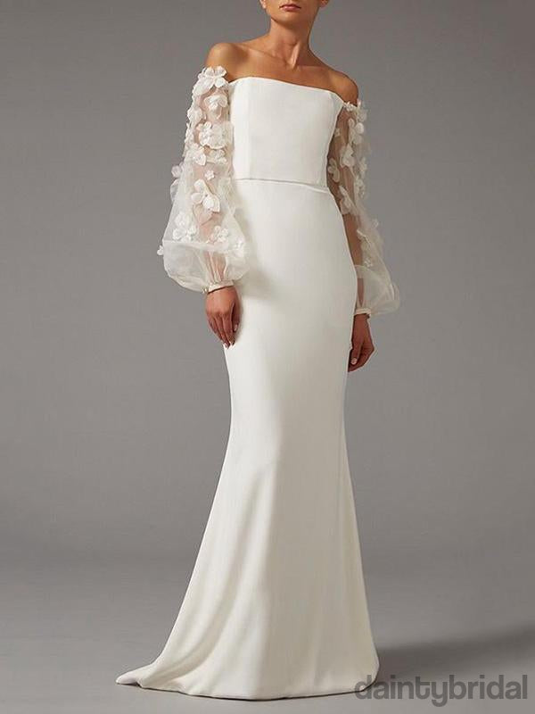 Elegant Boat Neck Long Sleeves Mermaid Floor-Length Evening Prom Dress DaintyBridal Elegant Boat Neck Long Sleeves Mermaid Floor-Length Evening Prom Dress DaintyBridal