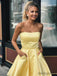Sexy A-line Straight Strapless Short Homecoming Dress with Pockets.BD10065