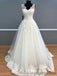Elegant A Line V Neck Long Lace Tulle Wedding Dress.DB10042